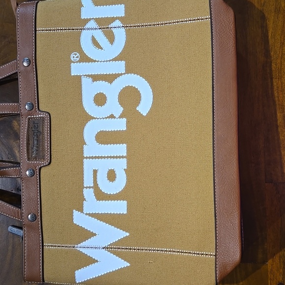 Wrangler Tan and Brown Canvas And Leather Tote Bag - Picture 5 of 17